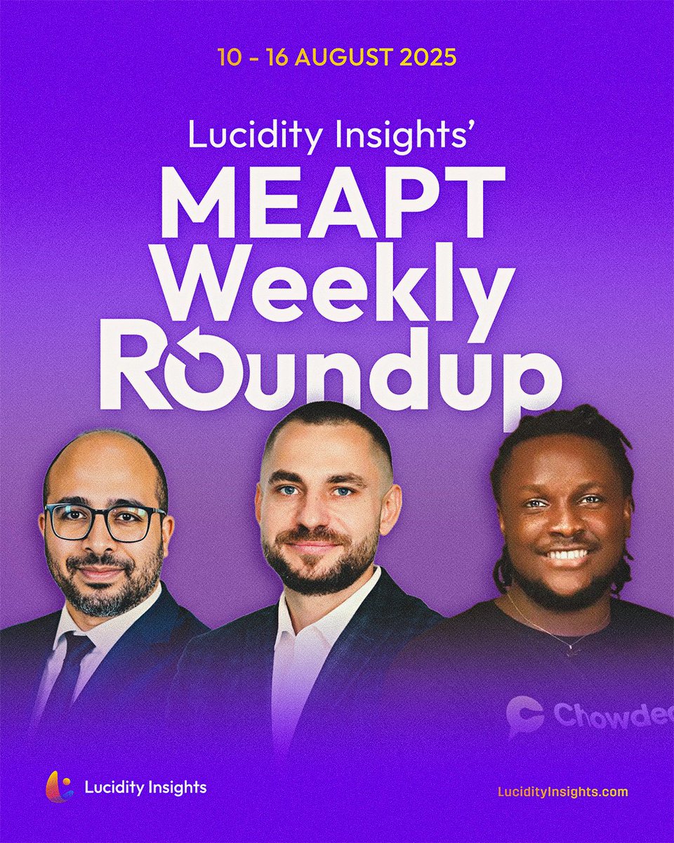 #LucysWeeklyRoundup: A look back at MEAPT’s latest funding moves ⤵️

1. MYCRANE Trading raises $50M from a DIFC-based investment holding company. ( 🇦🇪 | Heavy equipment / Contech )

2. Chowdeck raises $9M Series A led by Novastar Ventures. ( 🇳🇬 | Food Delivery)

3. Impact46