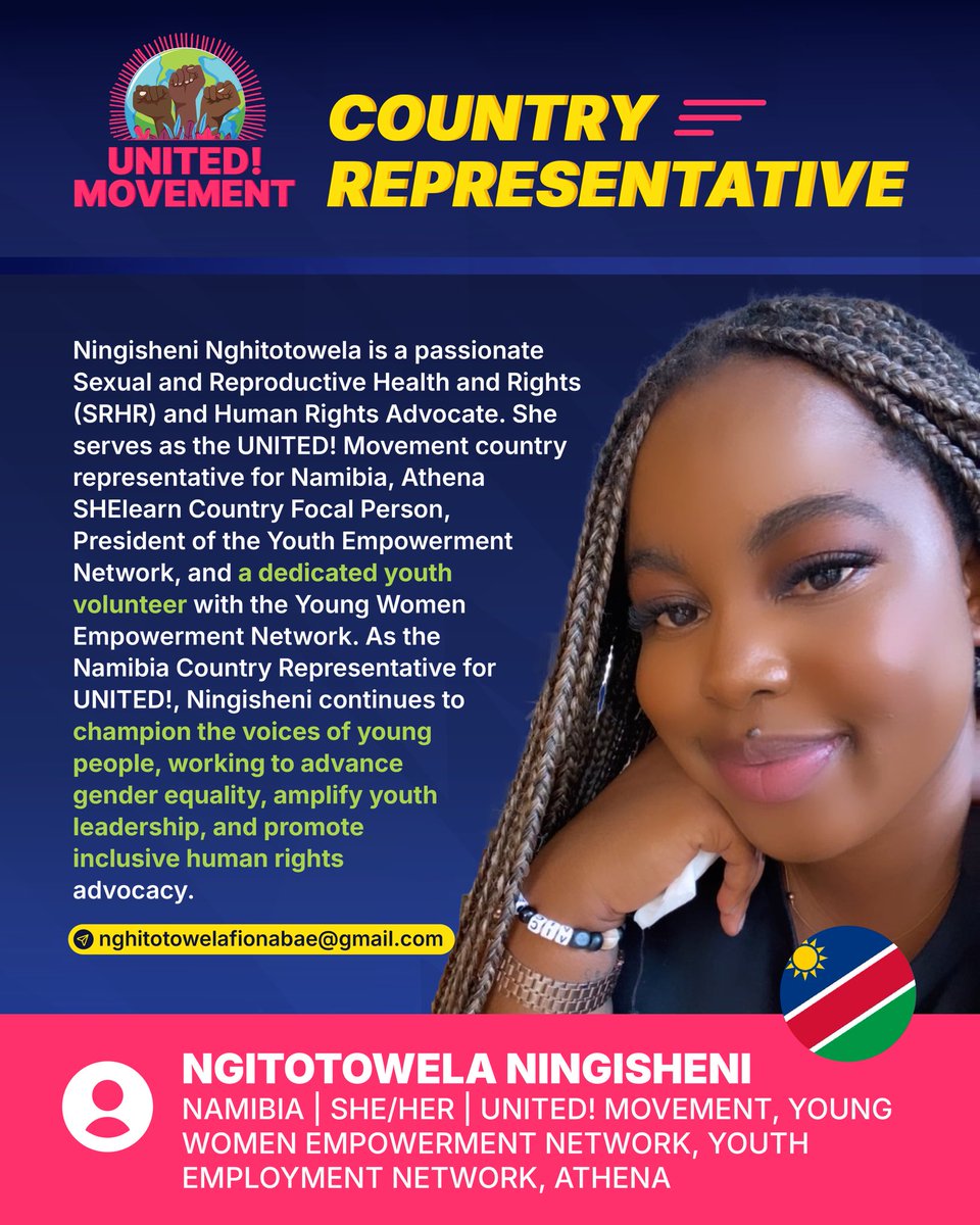 UNITEDMoveESA's tweet image. 📌 Know Your Country Rep!

Meet the last batch of UNITED! Movement Country Representatives. The connectors driving country-level engagement across our 15 ESA focus countries. 

Spotted your Country Rep? Tell us what excites you most about their nomination and what you expect from…