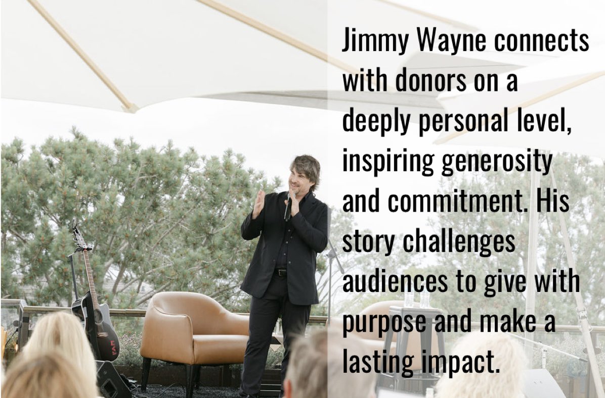 Are you a 501(c)(3)?

Jimmy Wayne connects with donors on a deeply personal level, inspiring generosity and commitment. His story challenges audiences to give with purpose and make a lasting impact.

👉Visit jimmywayne.com/take-action and book three time NYT #Bestseller #JimmyWayne