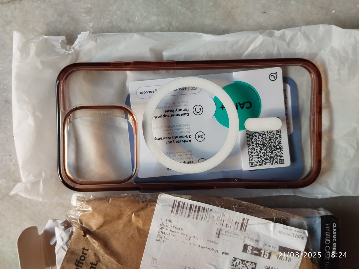 Ashish___08's tweet photo. @amazonIN I ordered ESR for i phone 16 pro case, camera control capture button, colour Classic Hybrid case, frosted black but amazon gave me used transparent case. When i Am trying to return they are not accepting not picking up.  I tried for 5 times but still they didn't picked https://t.co/TeLqwbmOYn