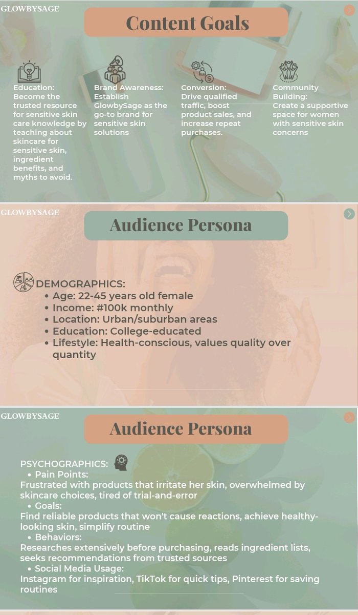 deratoby's tweet photo. Better Late than Never
This challenge came at an "amazing" time but I'm glad I'm now able to hop on it too
Created a comprehensive content strategy for GlowbySage, a clean beauty skincare brand for women with sensitive skin
Mock Project 1 done
@mayo_naisee
#SMMProject https://t.co/ZJJxf0T2ny