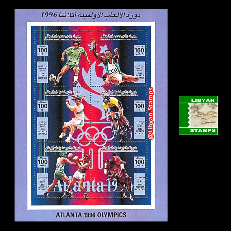 🇱🇾 LIBYA 15.08.1996 "Olympic Games in Atlanta USA 1996". Info in: ▶️facebook.com/LibyanPhilatel… Buy in: ▶️delcampe.net/en_GB/collecta… (2000+ items) / ▶️ebay.it/usr/collectors… #ليبيا #Libya #Philately #Stamps #Filatelia #Atlanta #OlympicGames #Olympics