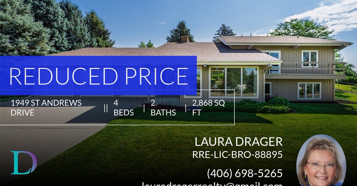 ldrager's tweet photo. 📍 Reduced Price 📍 This recently reduced home at 1949 St Andrews Drive in Billings won't last long, so, don't wait to set up a showing! Reach out here or at (406) 698-5265 for more information!

Laura Drager
Drager Real Estat... https://t.co/yZdqoezMr9 https://t.co/GKUgJlP0NK