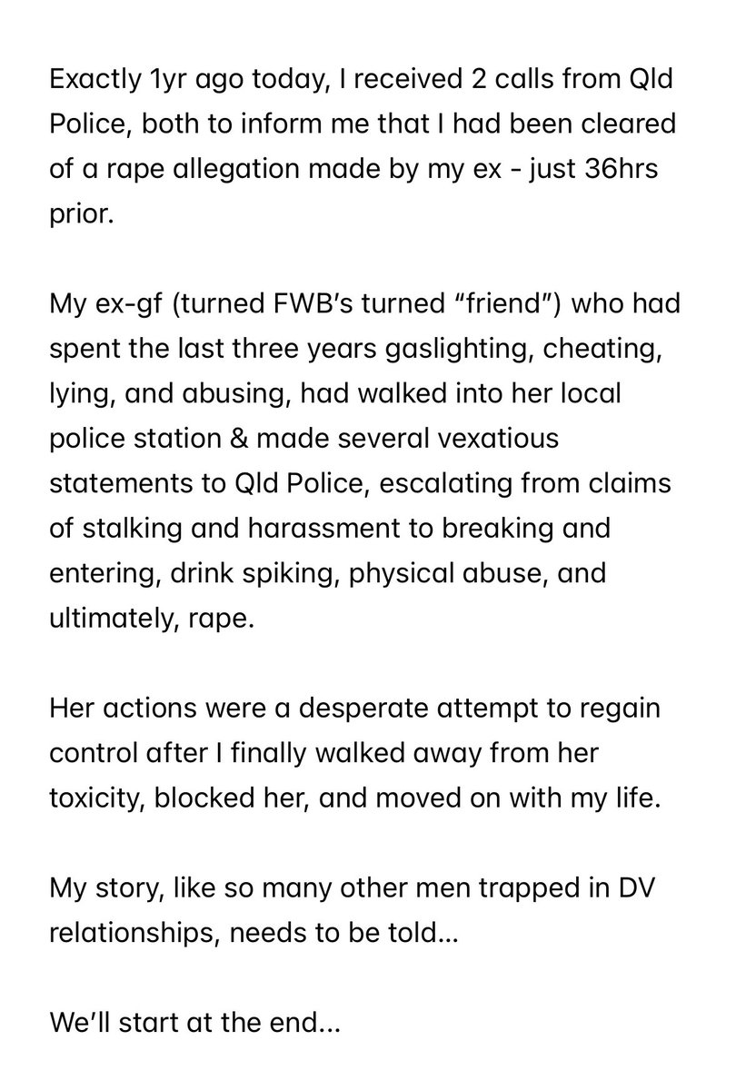 “In all my years with the Qld Police, I’ve never seen a rape investigation closed &amp; the male accused cleared so quickly…” 

- 21st August 2024

#Mensline #DVConnect #MensDVAwareness