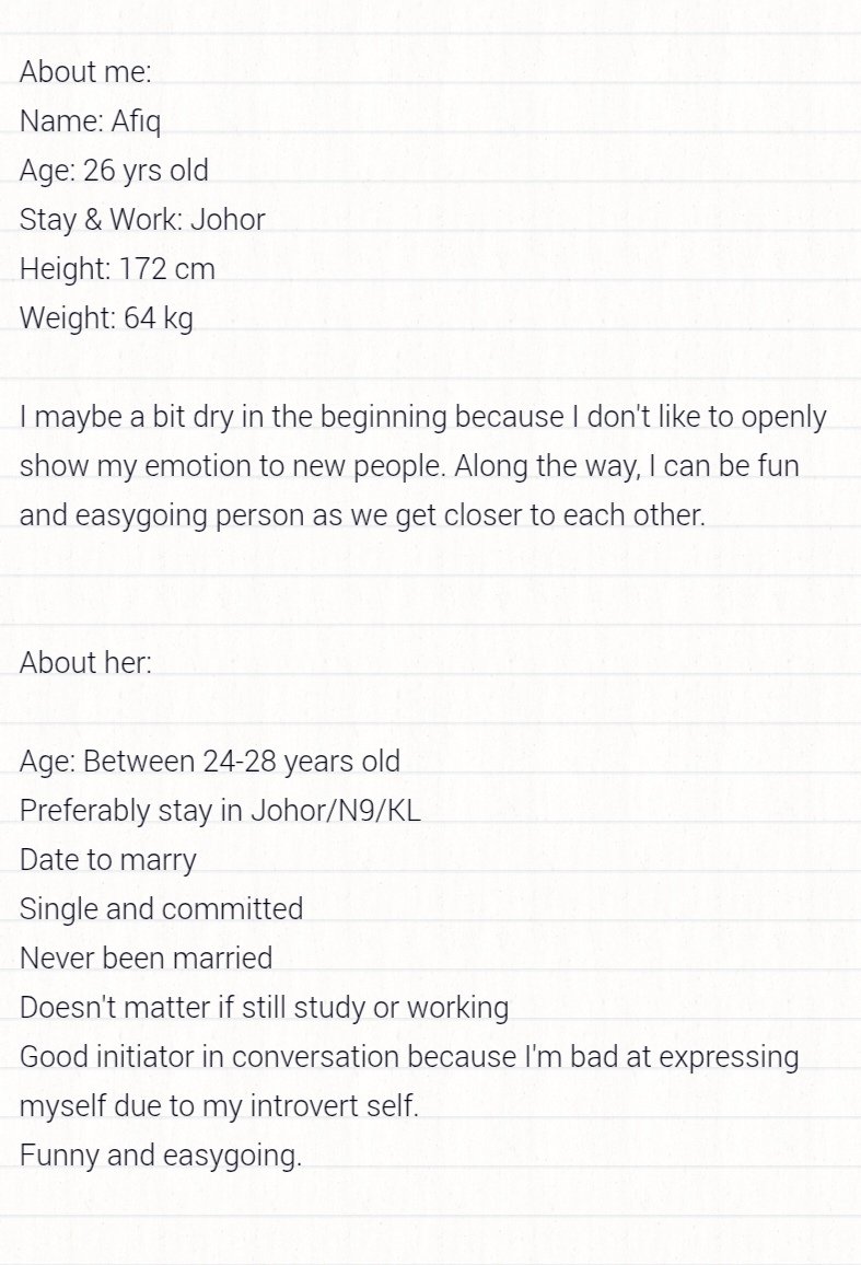 afq_iqml's tweet photo. Hi @TwtJodohMY, I'm looking to know someone that I can consider special. If there is someone who are interested to know me, hit me up on Instagram ! @afq_iqml
Looking forward to get to know interesting people. https://t.co/qp8JRKb77V