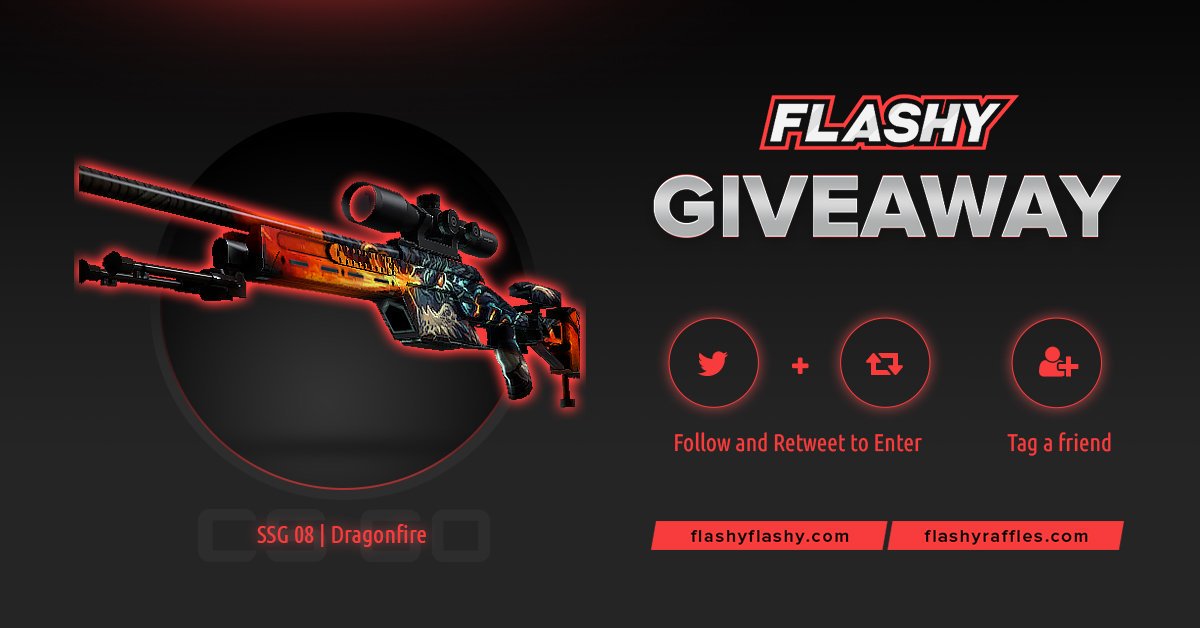 flashyflashycom's tweet photo. 🔥 24H GIVEAWAY !!! 🎁 SSG 08 Dragonfire !

To win:
✅ Visit for free codes: https://t.co/Fonu6EuBpu
✅ Retweet
✅ Tag a friend 
✅ Follow us

#flashyflashy #giveaway #csgoskins #CSGOGiveaway https://t.co/Lt149zZvHj