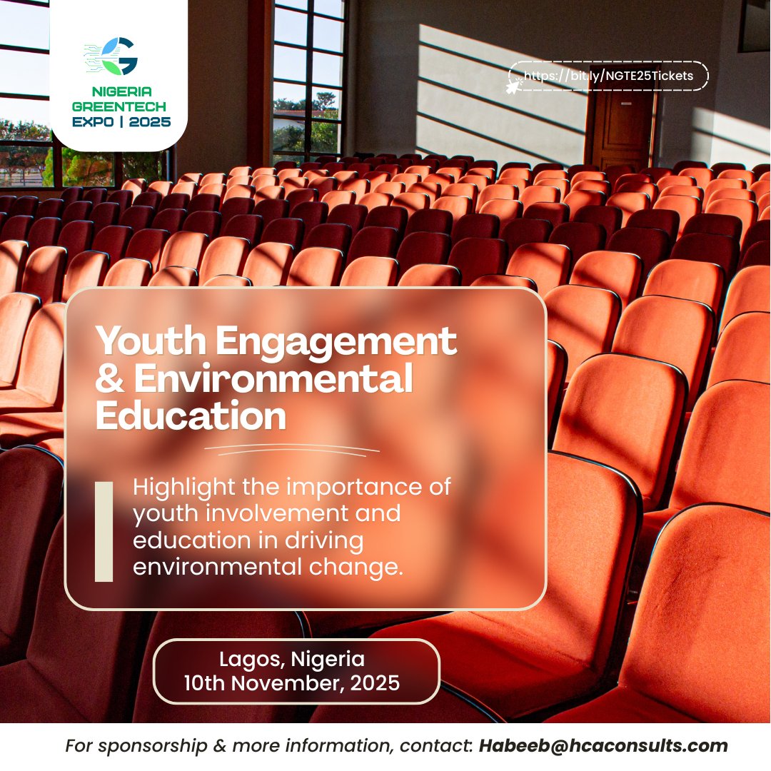 🌱 NGTE 2025 | Inspiring Green Leaders

Nigeria’s youth hold the key to a sustainable future—but many lack platforms to scale their impact. 

This November, NGTE 2025 highlights initiatives driving the green transition 🌍

Be a part here: bit.ly/NGTE25Tickets