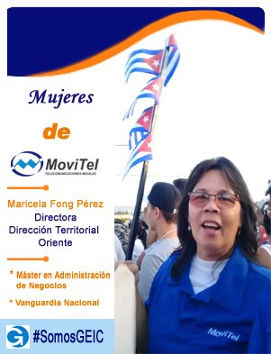 MoviTelCuba's tweet photo. 💁👩🌺 Las trabajadoras de MoviTel: Profesionalismo, Amor y Fuerza 🌺👩💁
Toda energía y sencillez es Maricela Fong Pérez, Máster en Administración de Negocios, y nuestra Directora Territorial de Oriente.
https://t.co/oXeMednARJ
#movitelseproyecta
@GEIC_DICE
@MINCOMCuba https://t.co/8jxUvpEBDH
