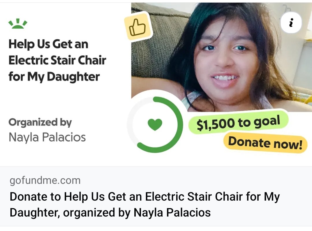 My daughter is starting school 💙.
We live in a basement, and being pregnant, I can’t carry her manual wheelchair up the stairs.
An electric stair chair would give us the strength we’re missing. 🙏
Thank you for every donation 💕
gofund.me/67dbe457