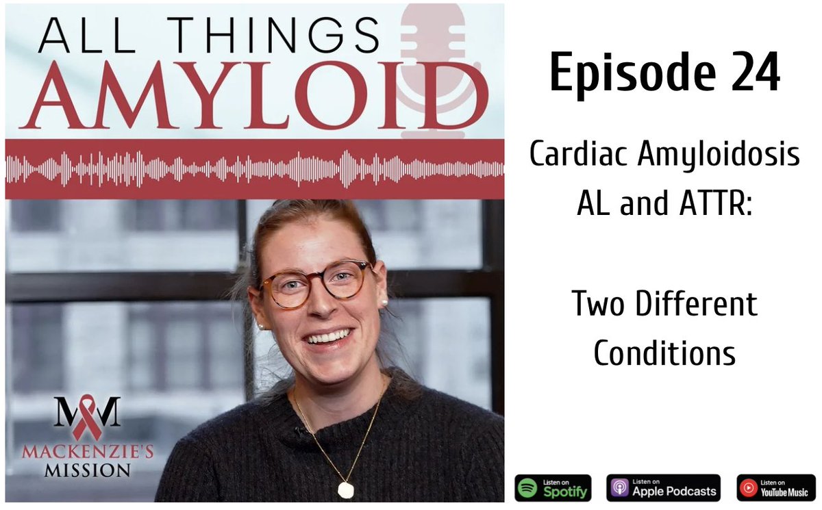 Amyloidosis_ASB's tweet photo. NEW PODCAST DROP!
https://t.co/sovd0draKK
In this episode of All Things Amyloid, we hear from Dr. Mazen Hanna, cardiologist at the Cleveland Clinic and co-director of the Amyloid Program. Adapted from his video “Cardiac Amyloidosis - AL and ATTR: Two Different Conditions” he explains how cardiac amyloidosis can originate from two very different types of amyloidosis: AL (light chain) or ATTR (transthyretin). Dr. Hanna illustrates how clinicians can identify cardiac amyloidosis and look to different diagnostic work-ups to understand whether the issues are due to AL or ATTR amyloidosis. These two conditions are treated differently and have different prognoses, emphasizing the importance of identifying the type of amyloidosis involved. His video can be found in the Education Hub on Mackenzie’s Mission website.