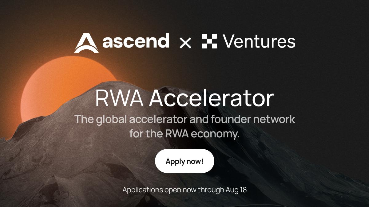We’re excited to launch Ascend, an accelerator for early-stage RWA teams bridging traditional finance and crypto.
Through a 9-week remote program (Sept 3 – Oct 28), founders will gain:
Up to $500K in funding at Demo Day + direct access to leading RWA investors
Mentorship,