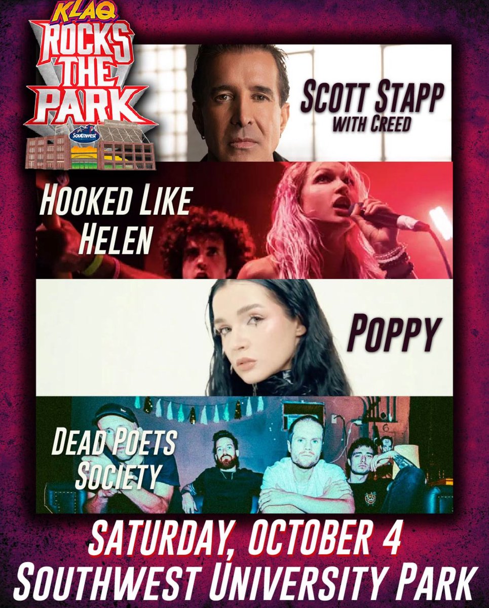 We are the music makers, and we are the dreamers of dreams. 🥹🤘🩷 Gearing up for a most epic adventure...

#hookedlikehelen #klaq #elpaso #scottstapp #poppy #deadpoetsociety #rockfestival #hardrock #livemusic #rockconcert