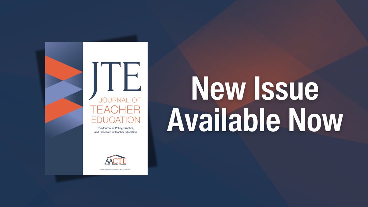 AACTE's tweet image. What&apos;s new in educator preparation?

The September 2025 issue of the Journal of Teacher Education (Vol. 76, Issue 4) is now available with six new articles exploring a variety of topics in educator preparation. Read more. shorturl.at/0FOdf 
#EdPrep #JTE #InclusivePractices