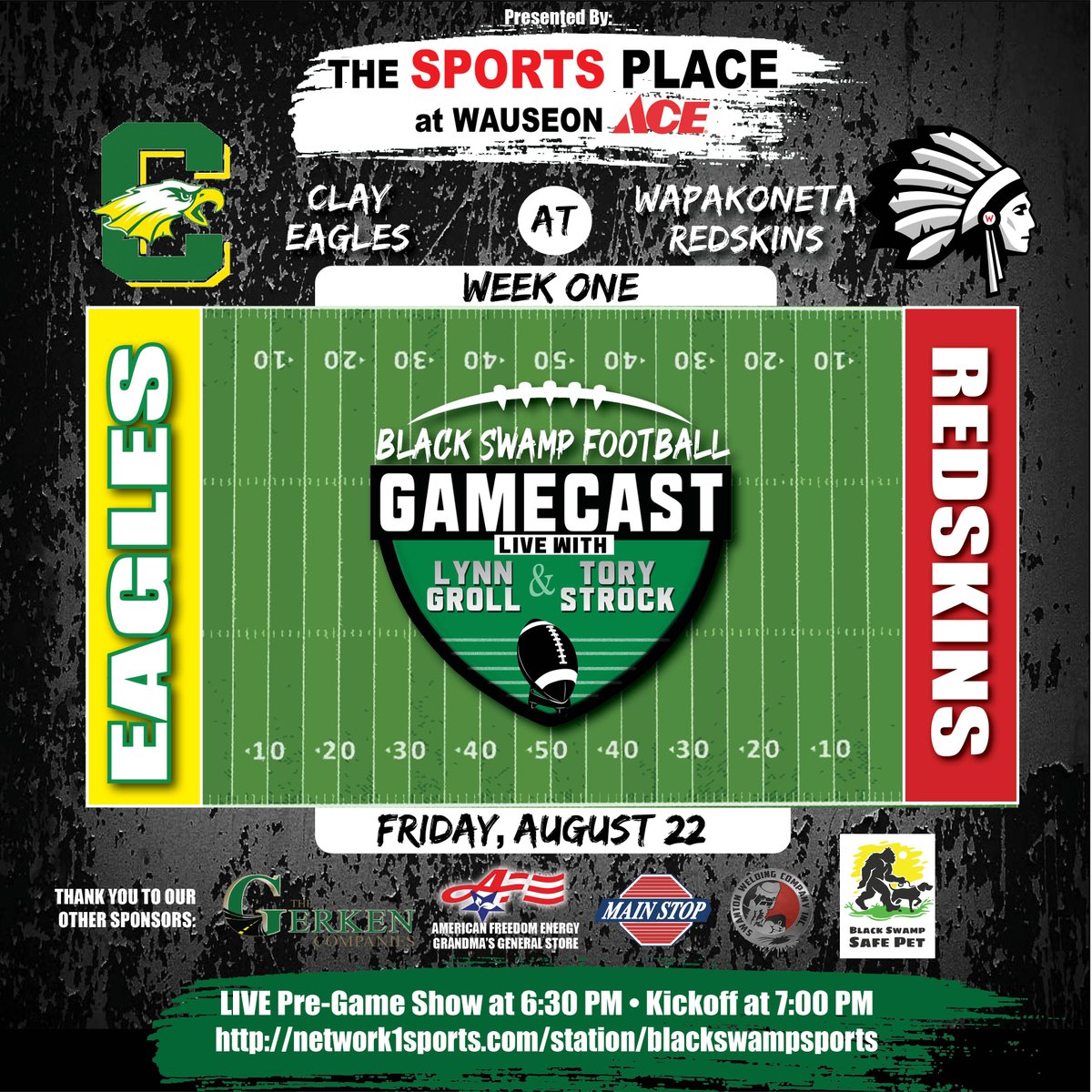 Black Swamp Football - Lynn Groll (@blackswampfb) on Twitter photo We will also be on the air Friday from Wapakoneta, as the Derek Pennington era at <a href="/CHS_EaglesFB/">Clay Eagles Football</a> gets underway! All of our gamecasts this year will be presented by The Sports Place at Wauseon Ace & The Sports Place at Wauseon Ace. Lynn Groll will have play-by-play and Tory Strock We will also be on the air Friday from Wapakoneta, as the Derek Pennington era at <a href="/CHS_EaglesFB/">Clay Eagles Football</a> gets underway! All of our gamecasts this year will be presented by The Sports Place at Wauseon Ace & The Sports Place at Wauseon Ace. Lynn Groll will have play-by-play and Tory Strock