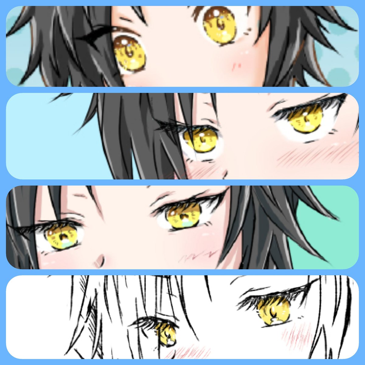 ハニー(821)の日って事で蜂蜜色の瞳のシャカールを描きたい人生だったけど残り時間じゃ無理なのでお目目まとめを流します