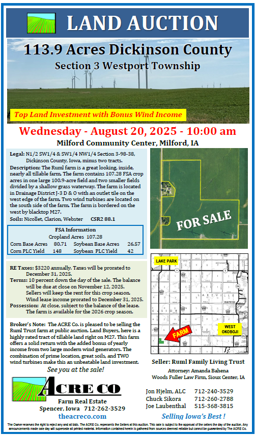 Sold!  $1.50+ million or $13,200/acre
