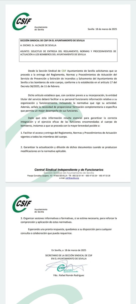 Paradojas de la vida

Damos publicidad a este importante encuentro donde se hablará de protocolos de 👨🏼‍🚒👩🏻‍🚒en una capital de Andalucía donde los BOMBEROS de <a href="/Ayto_Sevilla/">Ayuntamiento de Sevilla</a> NO TIENEN NINGÚN PROCEDIMIENTO DE ACTUACIÓN como OBLIGA la LEY de PREVENCIÓN DE RIESGOS LABORALES.