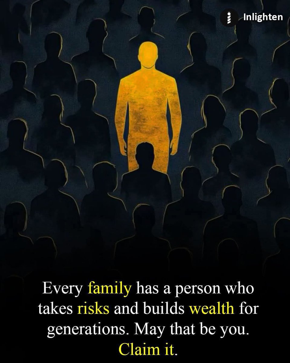 Every Family has a Person who takes risks and builds wealth 🤑 for their generations.  May that be u 🙏. 

If u believe just repost.