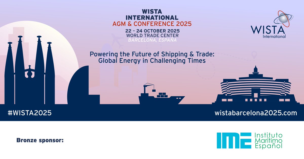 🤝Sponsor Announcement - <a href="/ime_es/">IME</a>

We are pleased to welcome the Instituto Marítimo Español (IME) as a bronze sponsor of the 2025 WISTA International Conference! 📚⚓️

📅Join us in Barcelona from 22-24 October – register here: wistabarcelona2025.com

#WISTA2025 #diversity