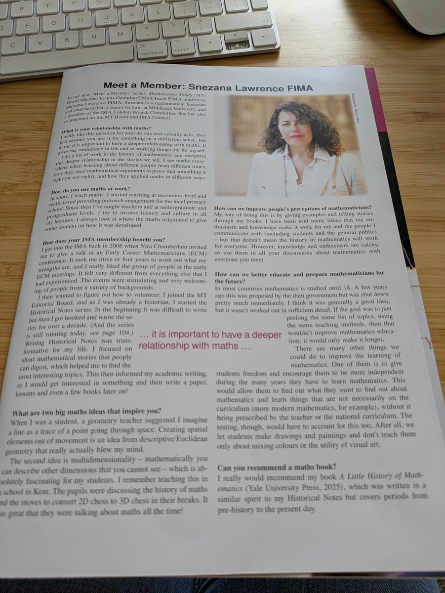 snezanalawrence's tweet image. So this came in the post the other day - and has a little article about me on the last page! Thanks @YoaYeo for the lovely interview, @IMAmaths for getting it all done so nicely, and last but definitely not least @London_W4 for a very nice photograph!