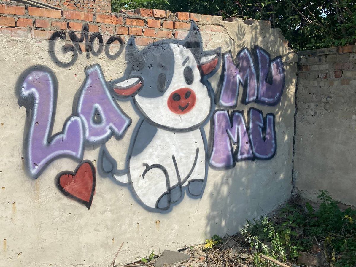 bloomonad's tweet photo. My first art for the project, I decided to draw graffiti on the wall, I hope you like it, I tried, the whole city will see this art and it will stay there for a long time @lamumudotxyz 

@commondotxyz #lamumudotxyz
@0xmullet @RhysFH @dillchen https://t.co/kFwrE6gfak