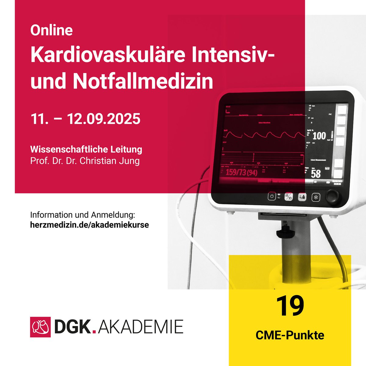 DGK_org's tweet photo. Der Online-Kurs der auf Basis des #DGK-Curriculums vermittelt interaktiv Kenntnisse im Umgang mit komplexen kardiovaskulären Erkrankungen in der intensiv- und notfallmedizinischen Versorgung.
💻 Online, bequem von überall
🎓 18 CME-Punkte
➡️ https://t.co/rizUYPiGqQ
#DGKAkademie https://t.co/AoW7bglaDz