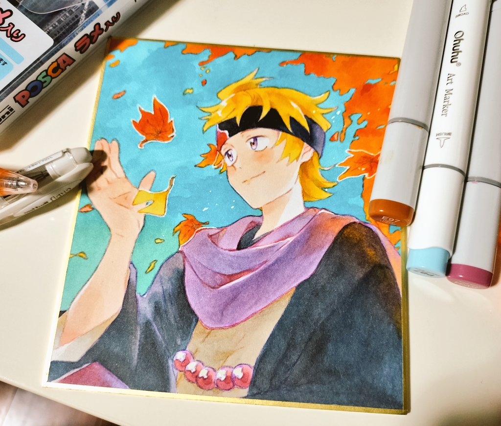 trm_00's tweet photo. チャレの交換色紙を描きました🌟文字入れて完成‼️ https://t.co/DGEFDggHd4