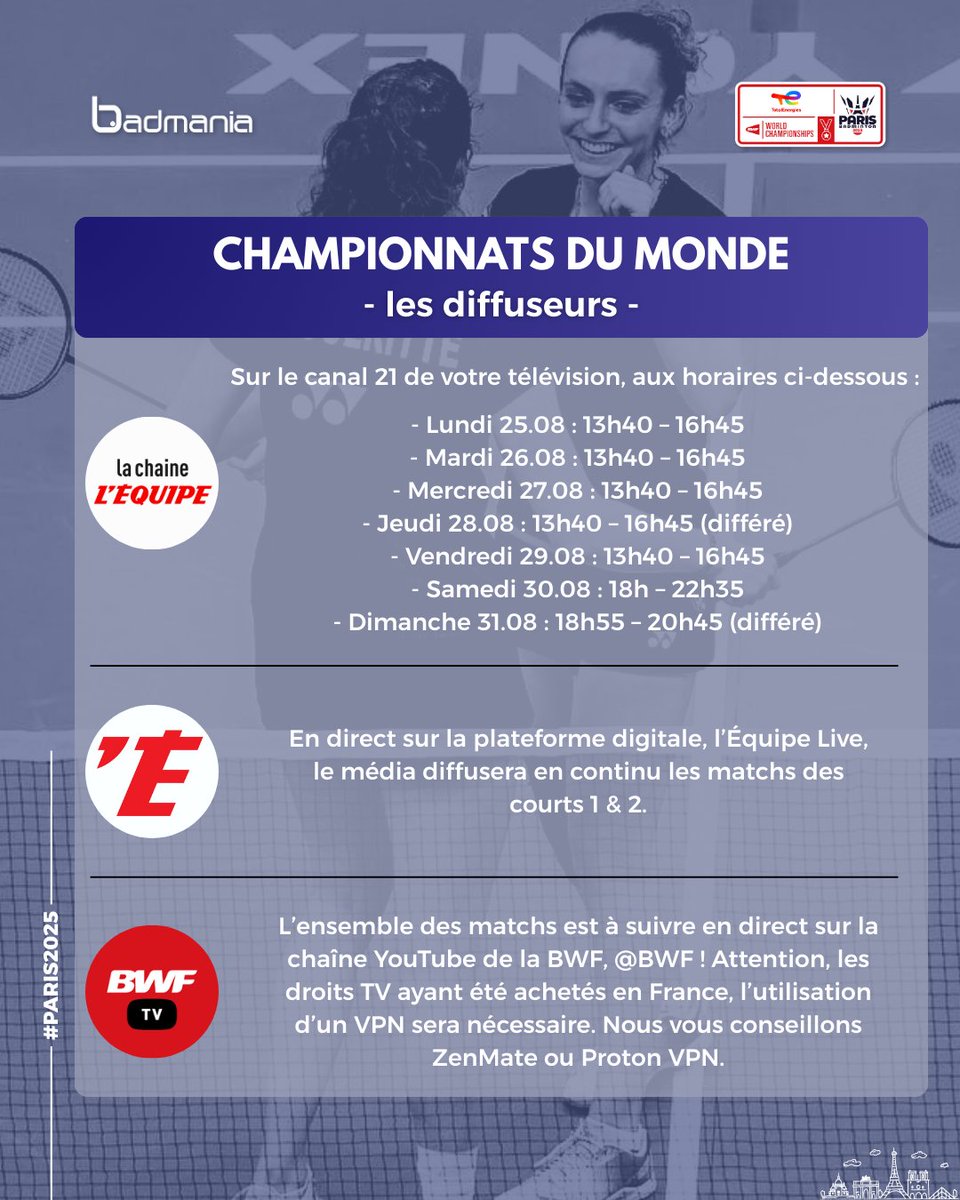 Badmania_fr's tweet photo. Mondiaux 🏆 J-2

Vibrez au rythme des Championnats du monde même depuis votre canapé 🎥

👉 https://t.co/5ZqnAOlk1q

#badmania #ffbad #bwf #worldchampionships #championnatsdumonde #adidasarena https://t.co/Xzc8FpzeFu