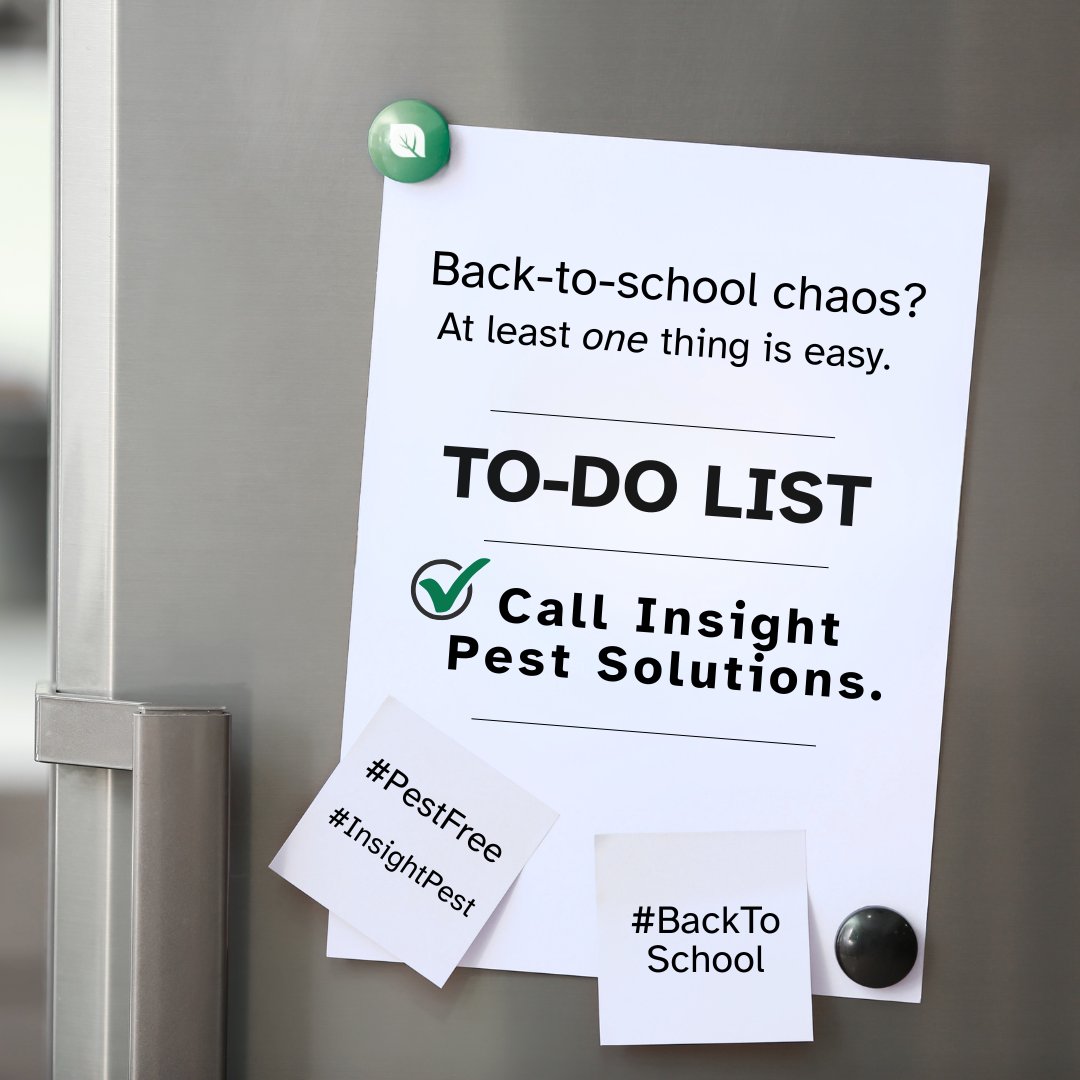 InsightPest's tweet image. Back-to-school chaos? 📚At least this to-do is easy. 📲 Call Insight Pest Solutions. insightpest.com/get-a-free-quo… #BackToSchool #PestFree #InsightPestSolutions