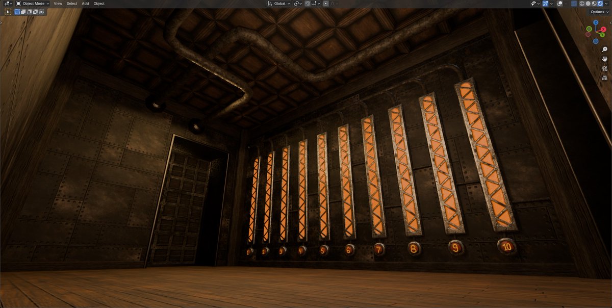 KrusTik17565's tweet photo. Working on the hub today. This room connects all 10 mazes. Escape one, return here, unlock the next door. Thoughts on the layout and lighting?
#EXIT10 #indiehorror #gamedev #LevelDesign #madewithunity #Blender https://t.co/xhVeRBxZFi