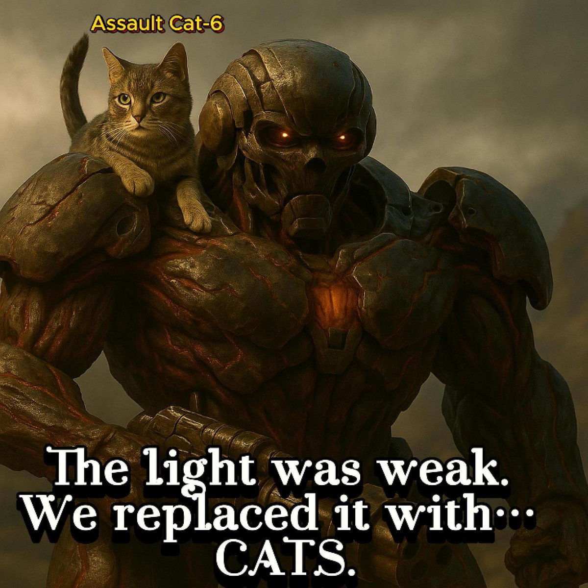 DestructumNFT's tweet photo. 🟠 The light was weak. We replaced it with… CATS. 🐱💥
Assault Cat-6 in action, and it’s not alone...
❓How many cats do you think it will take to conquer Destructum?
🔥 Join the squad in the comments!
#NFTCommunity #NFT #Web3 #CryptoArt #Aetersum #CatInvasion #NFTCollector https://t.co/WUFPY00H8j