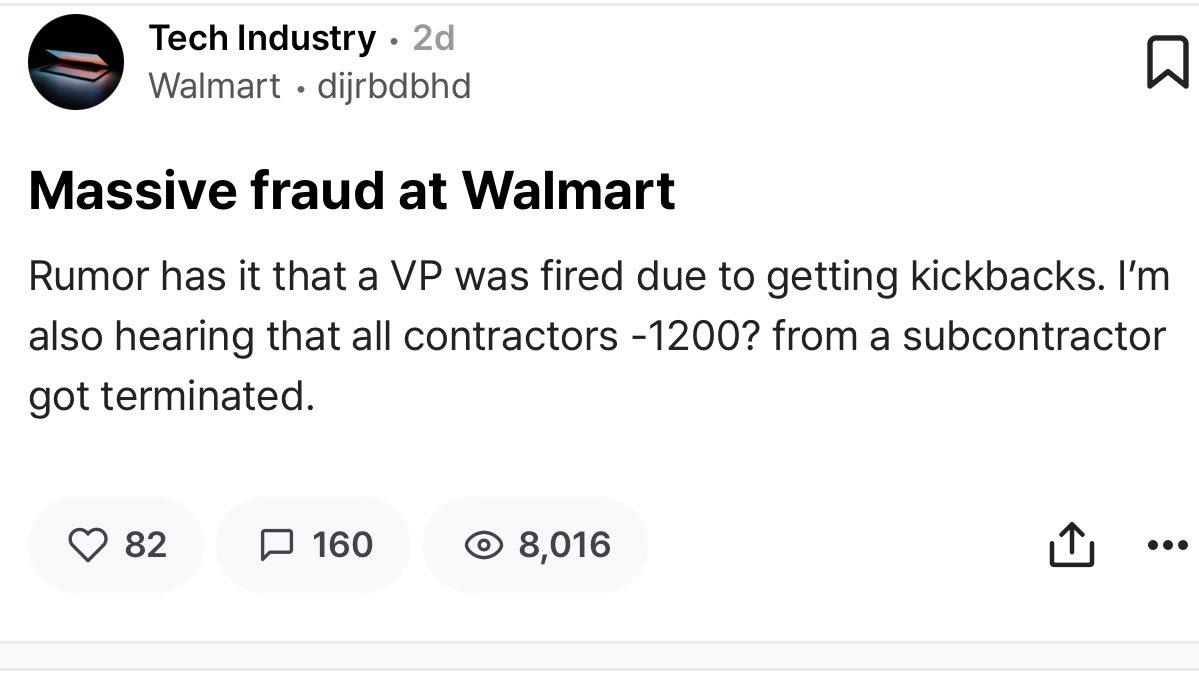 Moss Landing (@arturo10185) on Twitter photo <a href="/ChiefNiftyswell/">Chief_Engineer</a> There is a news on teamblind about a massive H1B fraud discovered at Walmart. A software VP was fired and 1200 subcontractors terminated <a href="/ChiefNiftyswell/">Chief_Engineer</a> There is a news on teamblind about a massive H1B fraud discovered at Walmart. A software VP was fired and 1200 subcontractors terminated