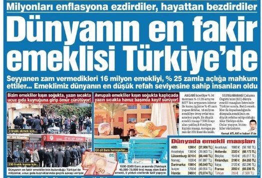 Emekli açlık sınırının altında verilen maaşlarla hayatta kalmaya çalışıyor.

#EmekliAçlıktaDünyaLideri