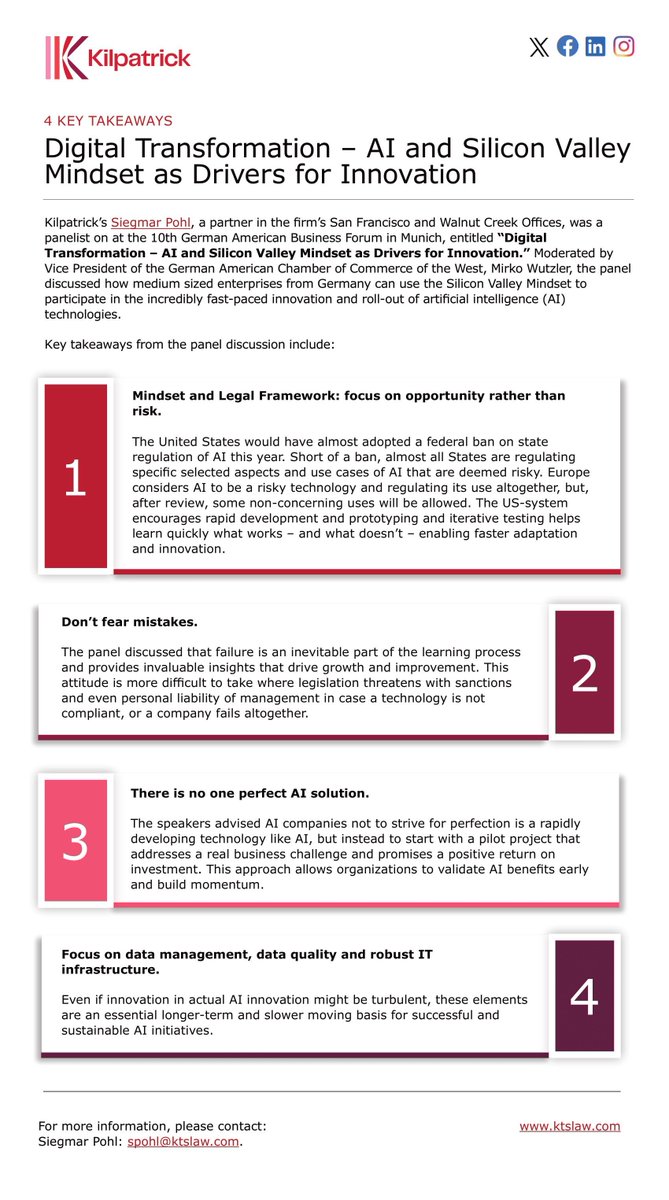 4 Key Takeaways | Digital Transformation – AI and Silicon Valley Mindset as Drivers for Innovation

Read more from Siegmar Pohl: buff.ly/4BzsaGk