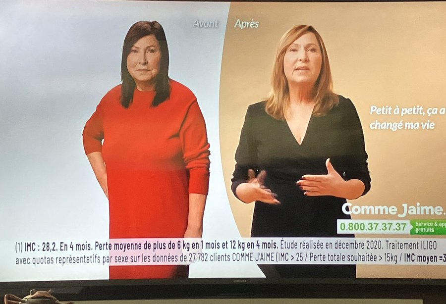 JMDetournay's tweet photo. Evelyne Thomas: 
"J'ai perdu 13 kilos en 4 mois"
"C'est mon poids." https://t.co/RDt3b9r2mZ