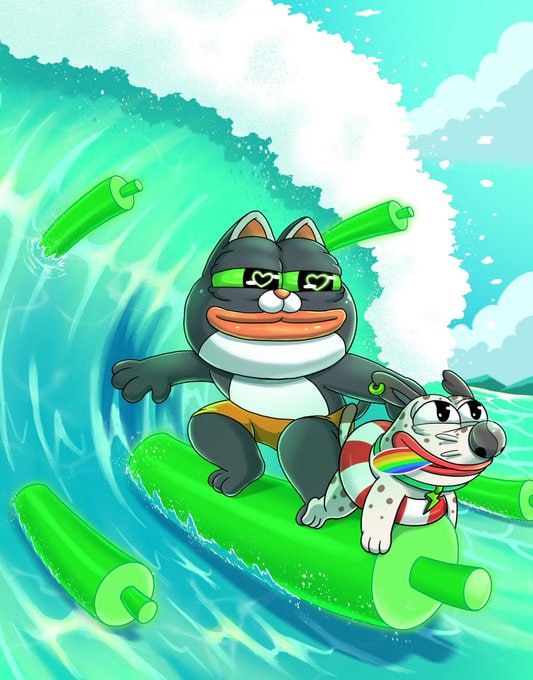 #PEPECAT keeps riding strong through the waves of cryptography and is soon to merge with the green candles. 

Wishing the whole community a wonderful week ahead!😻🌊

$PEPECAT #Greencandles #GreenWave #PEPECATseason #WaveRider