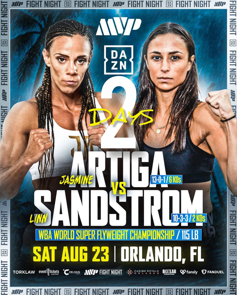2 DAYS!! <a href="/sandstromboxer/">Linn Sandstrom</a> 
AND THE NEW!! <a href="/WBABoxing/">WBA Boxing</a> 🌏
Live <a href="/DAZNBoxing/">DAZN Boxing</a> 📺
<a href="/jakepaul/">Jake Paul</a> 
<a href="/MostVpromotions/">MVP - Most Valuable Promotions</a>