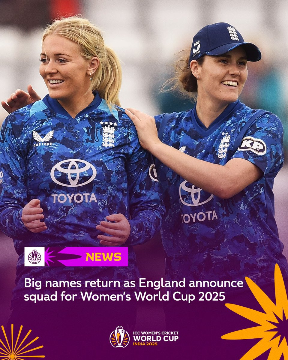 Four-time champions England get a big boost with Sarah Glenn and Danni Wyatt-Hodge back for #CWC25 🤩

Details ➡️ icc-cricket.com/news/england-r…