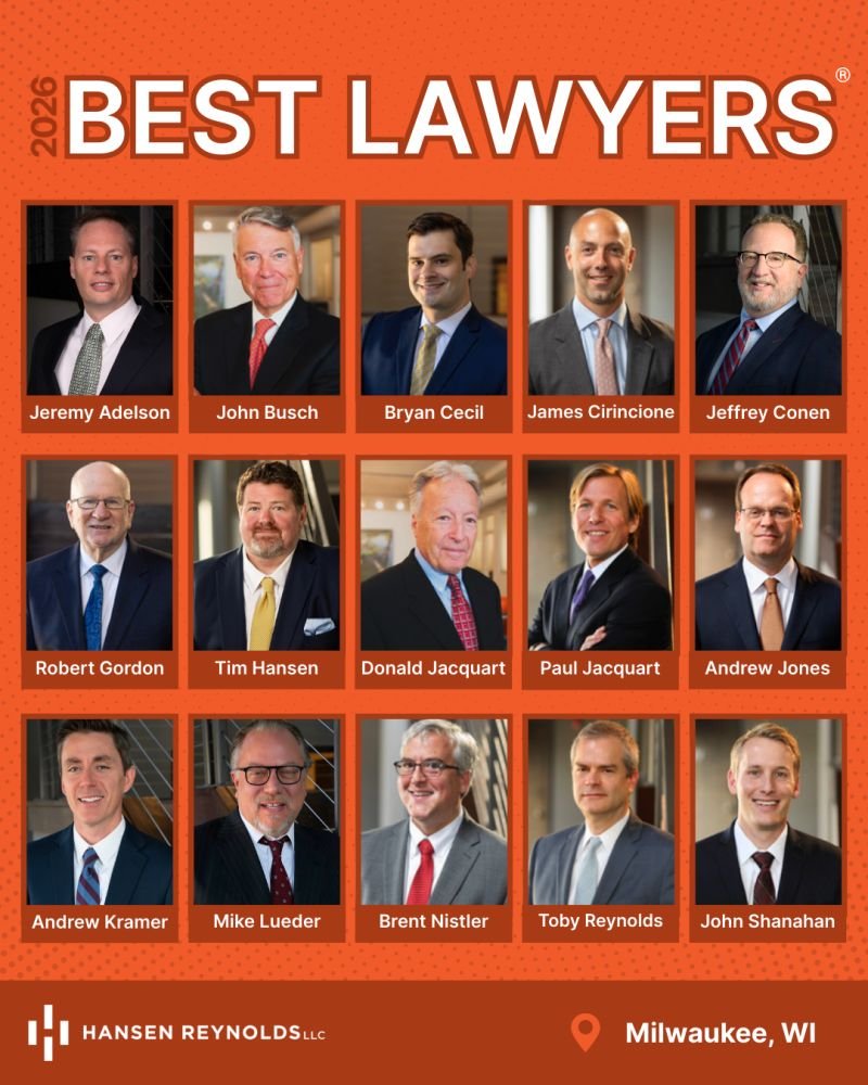 HansenReynolds's tweet photo. We are pleased to announce that 15 of our Milwaukee attorneys have been recognized in the 2026 edition of @BestLawyers. This peer-reviewed honor spans more than 15 practice areas including Commercial Litigation, IP Litigation, Patent Litigation and Construction Litigation. https://t.co/jDL8YDOYu2