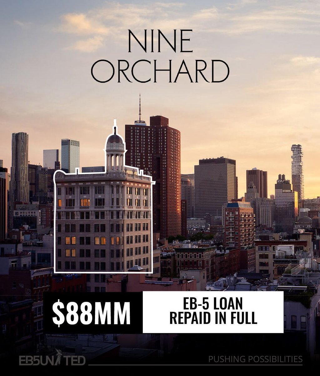 EB5 United is pleased to announce the full repayment of its $88MM EB-5 Loan to the Nine Orchard Project! We are thrilled to fully repay investors on another successful EB-5 Project.

Nine Orchard is a 5 Star Luxury Boutique Hotel featuring 116 rooms located in the Lower East Side