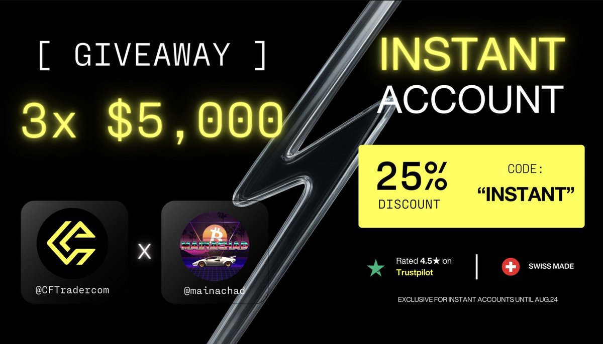 mainachad ₿ (@mainachad) on Twitter photo Alright lads, giveaway time! 3 x $5000 <a href="/CFTradercom/">Crypto Fund Trader</a> accounts. All you have to do:
1/ Follow me - <a href="/mainachad/">mainachad ₿</a>, <a href="/CFTradercom/">Crypto Fund Trader</a> and <a href="/CFTradercomES/">Crypto Fund Trader Español</a>
2/ Like and retweet this post. Winners will be announced on Monday evening. Alright lads, giveaway time! 3 x $5000 <a href="/CFTradercom/">Crypto Fund Trader</a> accounts. All you have to do:
1/ Follow me - <a href="/mainachad/">mainachad ₿</a>, <a href="/CFTradercom/">Crypto Fund Trader</a> and <a href="/CFTradercomES/">Crypto Fund Trader Español</a>
2/ Like and retweet this post. Winners will be announced on Monday evening.