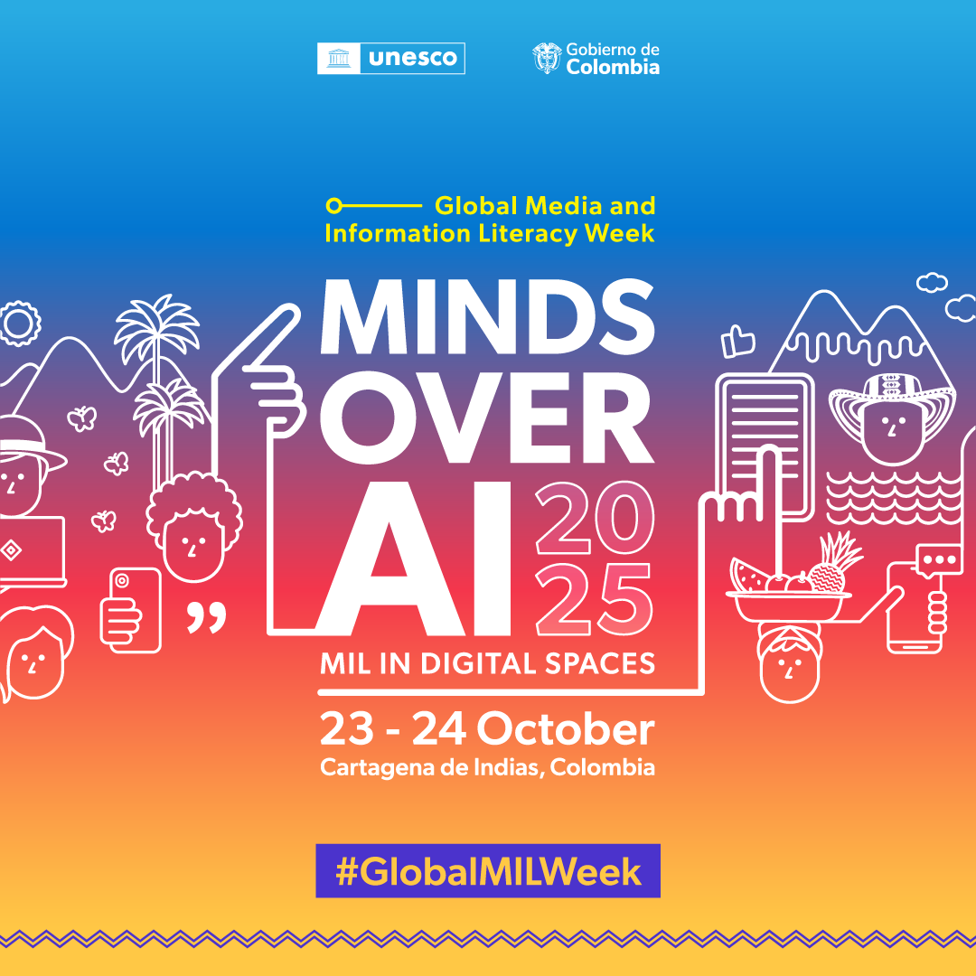 MILCLICKS's tweet photo. Don’t miss the #GlobalMILWeek 2025 Conference in Cartagena de Indias 🇨🇴, hosted by @UNESCO &amp; the Republic of Colombia on 23–24 October!

Engage with global voices on how #MediaAndInfoLiteracy can shape digital spaces and empower societies

👉 Register now: https://t.co/z07WSCuDP4 https://t.co/qxJxioeK9E