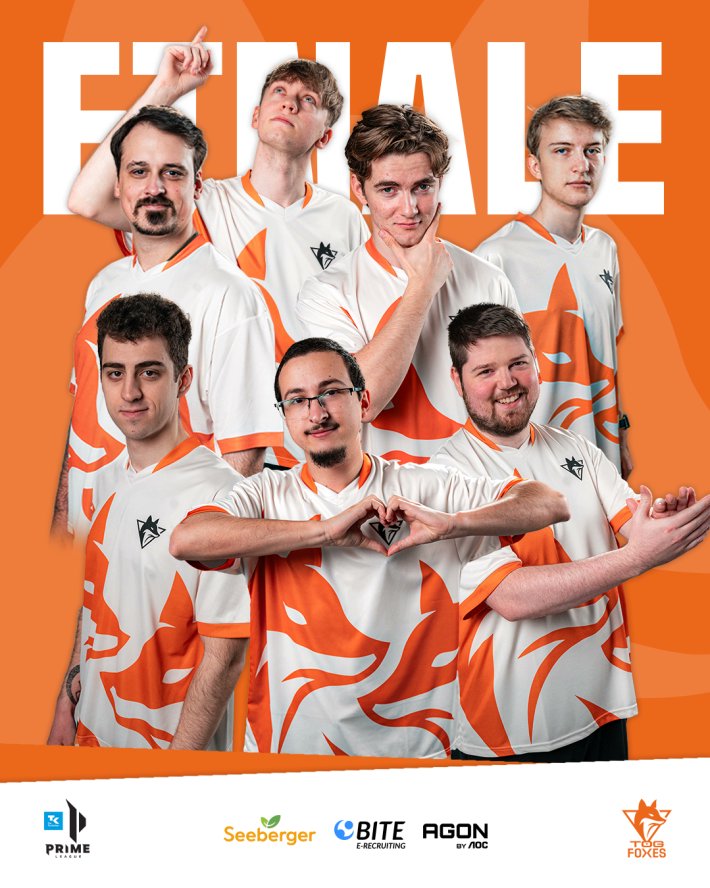 PRIME LEAGUE FINALE – WIR SIND DABEI! 🧡

Am Sonntag treffen wir auf <a href="/BIGCLANgg/">BIG</a> – live auf der <a href="/gamescom/">gamescom</a>.

Es geht um alles. Es geht um den Titel. 🦊

#TOGether #TKPRM | <a href="/PrimeLeague/">Die Techniker Prime League</a>