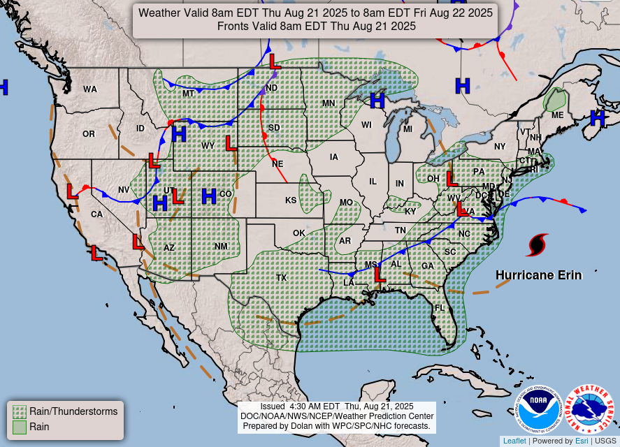 National Forecast Chart for 8/21/25.