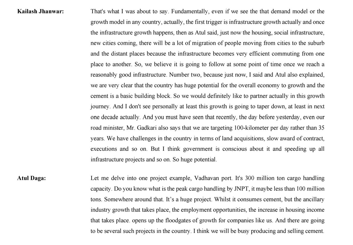 equities_samjho's tweet image. #UltraTech on cement overcapacity risks &amp;amp; India&apos;s actual potential to absorb infrastructure growth