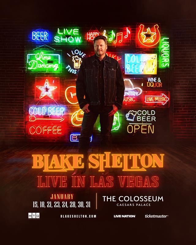 Caesars Palace (@caesarspalace) on Twitter photo Country’s king is coming back to Vegas! @BlakeShelton returns to The Colosseum at <a href="/CaesarsPalace/">Caesars Palace</a> for 8 nights of unforgettable music, cocktails, and country charm.
📅 Jan 15–31, 2026
🎰 <a href="/CaesarsRewards/">Caesars Rewards</a> presale begins Mon, Aug 25 at 10 AM PT
🗓️ Public on sale Aug 28
🔗 Country’s king is coming back to Vegas! @BlakeShelton returns to The Colosseum at <a href="/CaesarsPalace/">Caesars Palace</a> for 8 nights of unforgettable music, cocktails, and country charm.
📅 Jan 15–31, 2026
🎰 <a href="/CaesarsRewards/">Caesars Rewards</a> presale begins Mon, Aug 25 at 10 AM PT
🗓️ Public on sale Aug 28
🔗