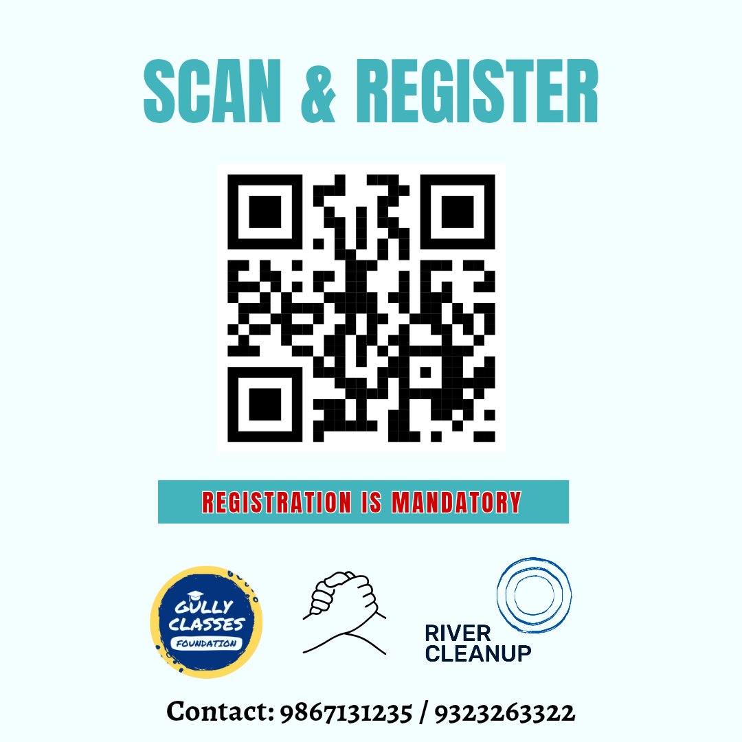 gullyclasses's tweet image. 🌊 BEACH CLEANUP ALERT! 🌊
Join Gully Classes Foundation x River Cleanup on 24th Aug 2025 (Sun) at Mahim Beach, Reti Bundar, Mumbai 🕘 8–10am.
⚠️ Pre-registration mandatory 👉 Scan QR 🌍💚
#GullyClassesFoundation #RiverCleanup #Mumbai #Beach
#BeachCleanup #MumbaiCleanup