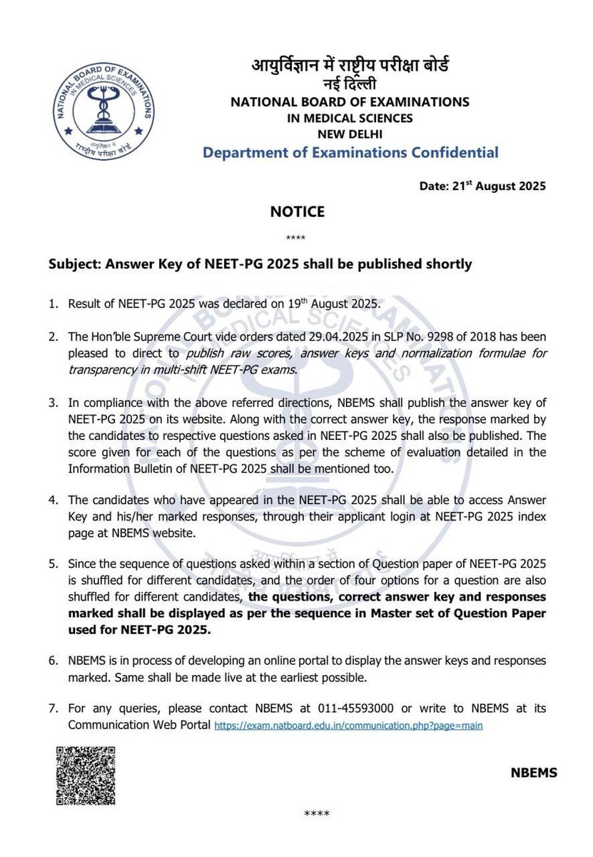 mbbsNotes's tweet photo. saw this coming..a historic turning point in transparency in NEET PG for all upcoming batches

#neetpg2025 https://t.co/GUiPY4Ozaf