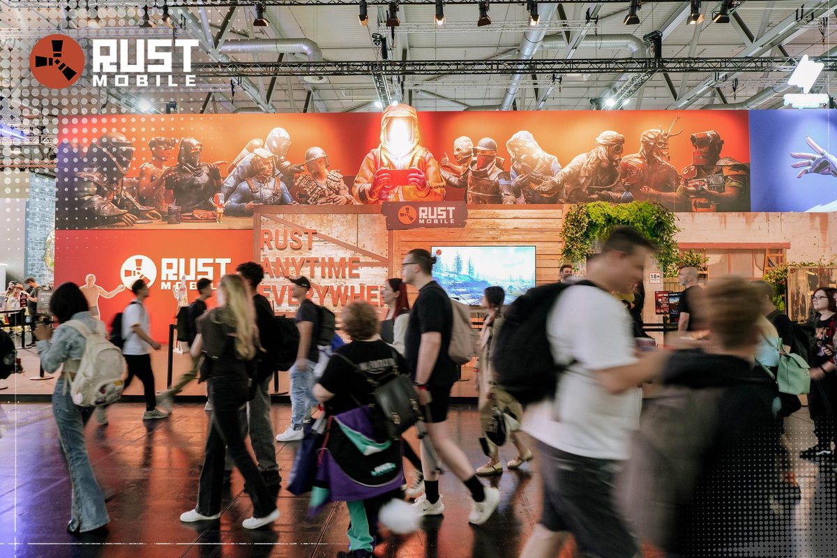 play_rustmobile's tweet image. The wasteland raged at Gamescom 2025! 
🪓 Big thanks to every survivor queuing up and raiding the Rust Mobile booth. Stay brutal!

📍Hall 06.1 – C-051G
 🔗rustmobile.com 
#RustMobile   #Gamescom2025