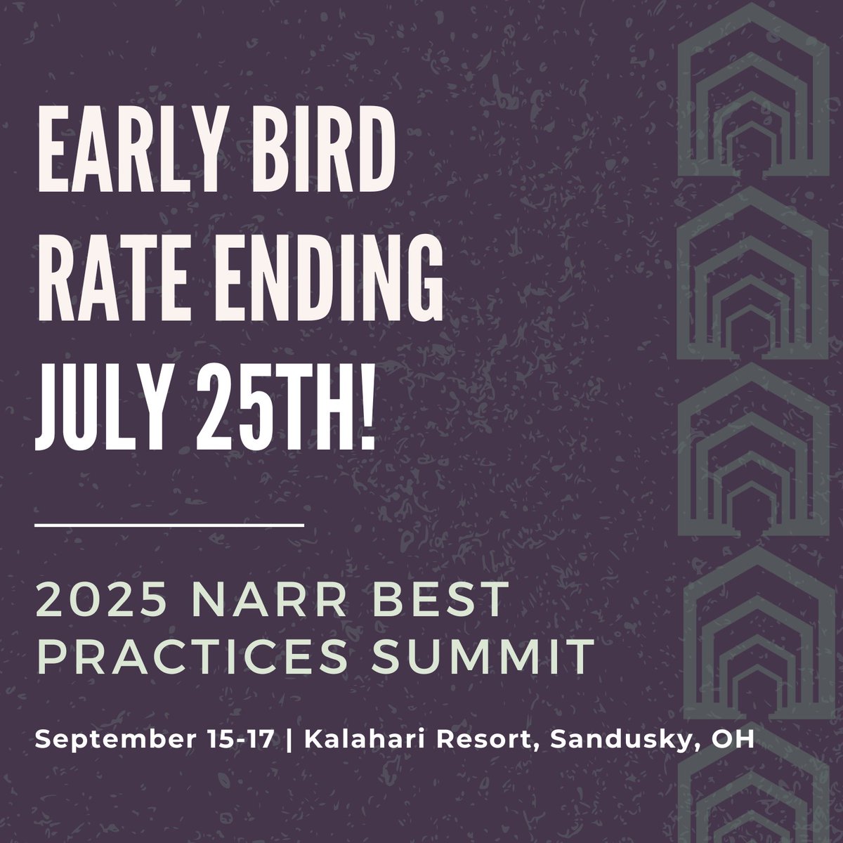 Be part of the 2025 NARR Best Practices Summit! Join advocates, providers, and people with lived experience from across the country to shape the future of recovery housing.
📍 Sandusky, OH
📅 Sept 15–17, 2025
👉 Register now: events.narronline.org/2025/rates